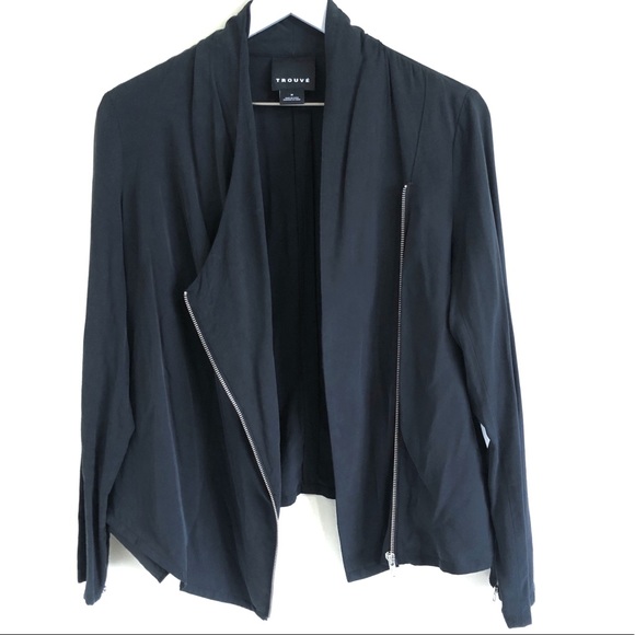 TROUVÉ Black Draped Moto Jacket - Picture 4 of 8